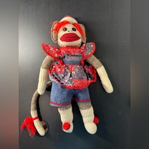 Vintage Handmade Sock Monkey With Dress